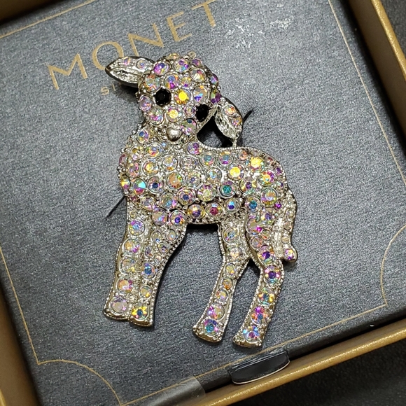 Monet Jewelry - *Sale* Monet silver tone rhinestone lamb brooch